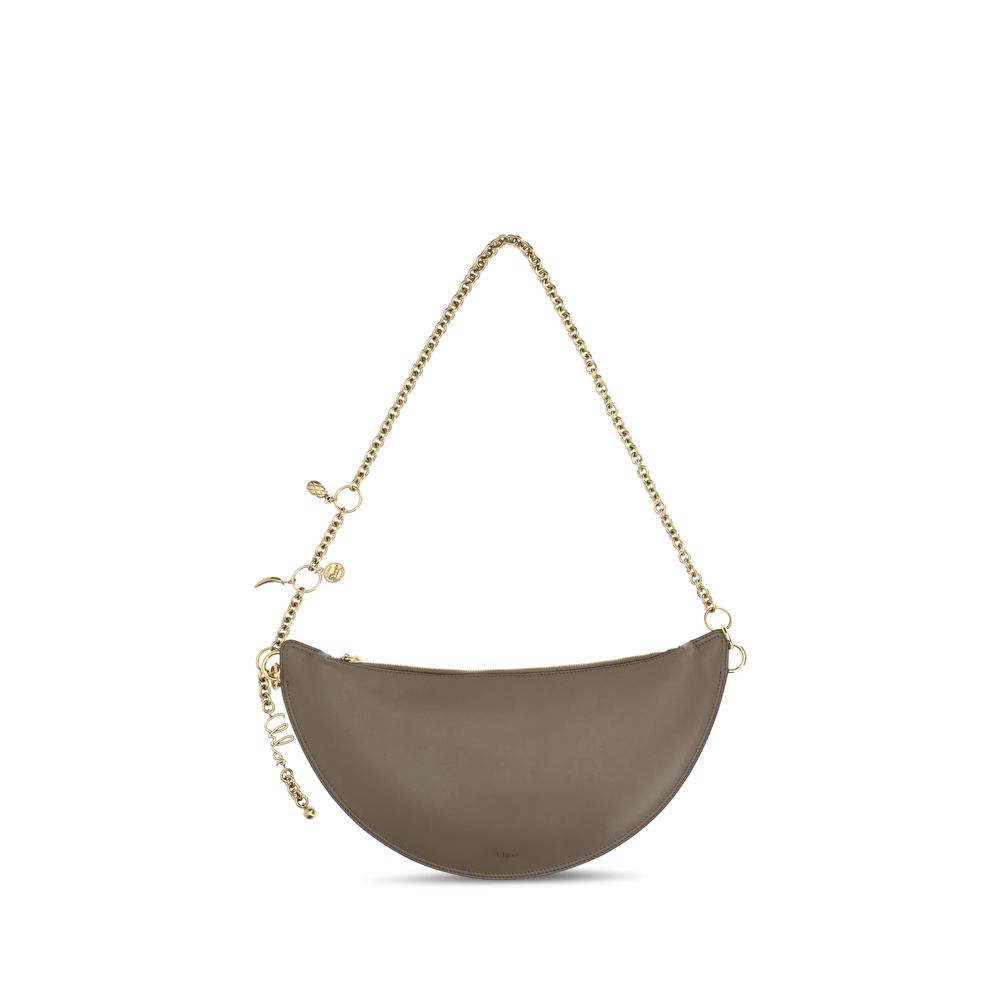 Grey Leather Shoulder Bag