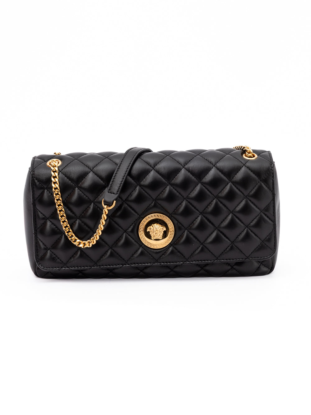 Quilted Medusa Shoulder Bag – Black