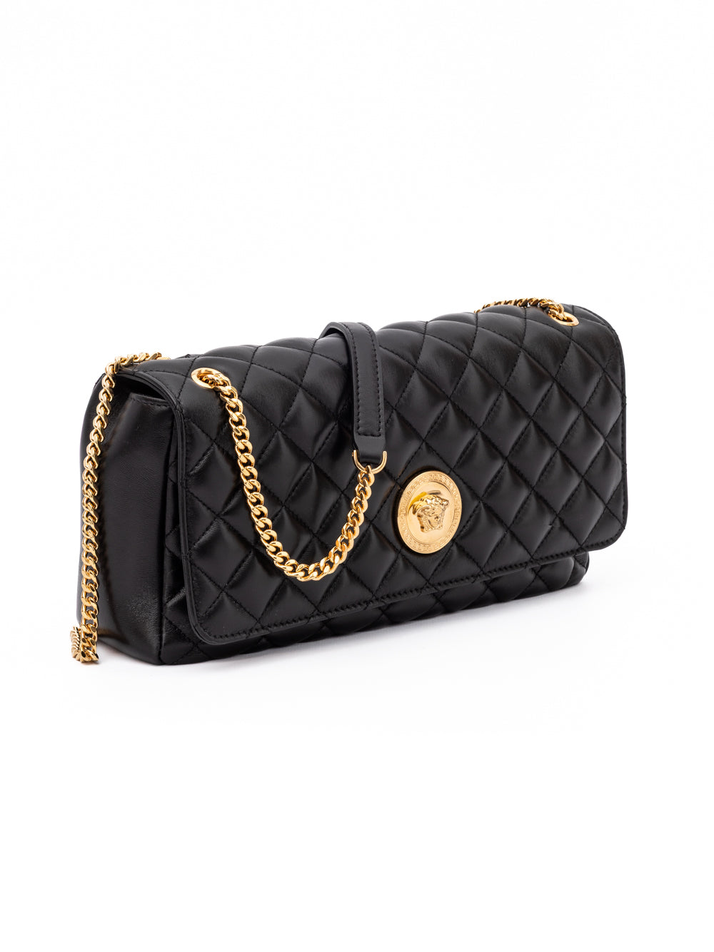 Quilted Medusa Shoulder Bag – Black