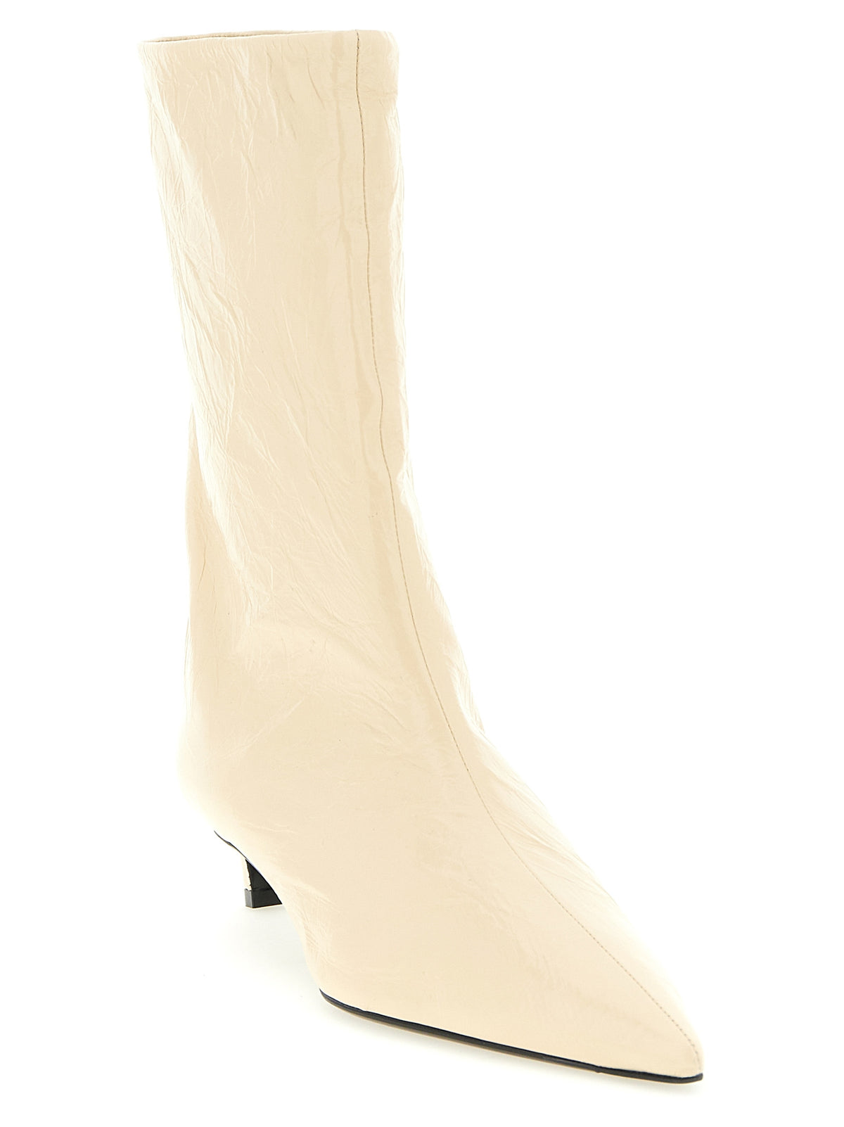 Beige Leather Ankle Boots