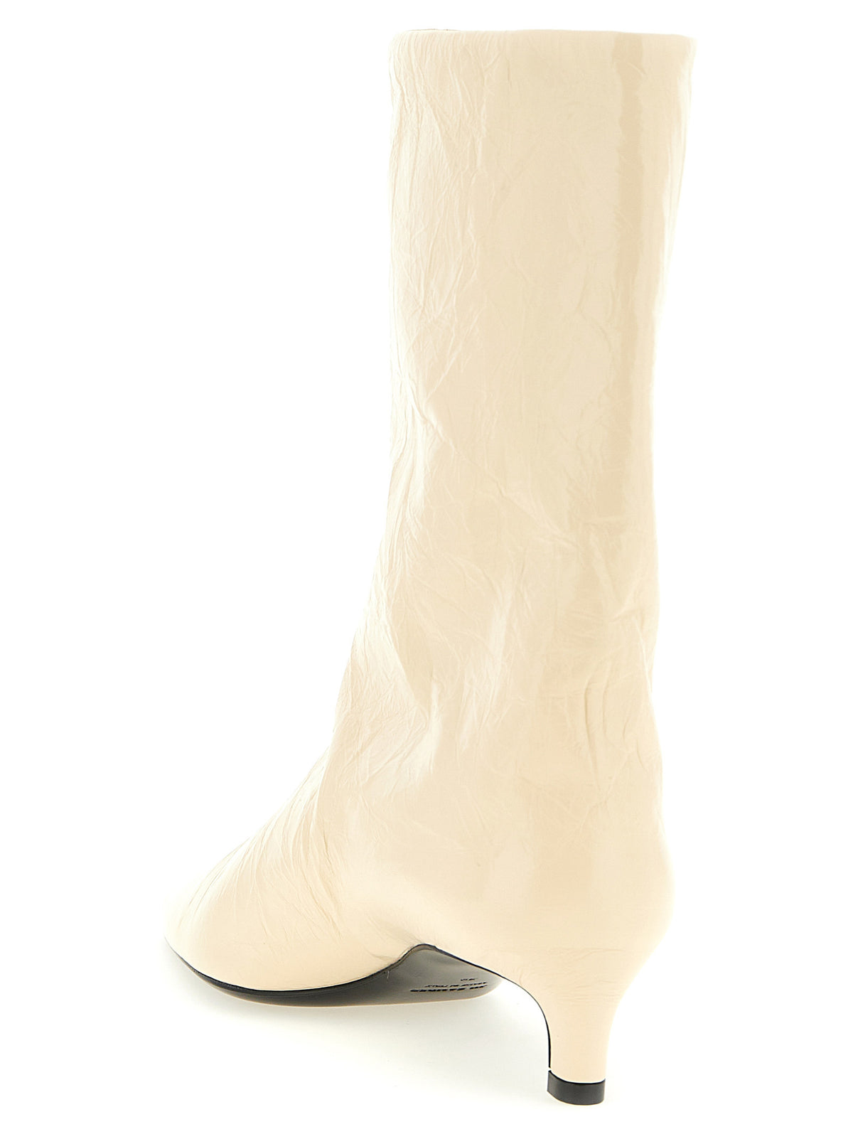 Beige Leather Ankle Boots