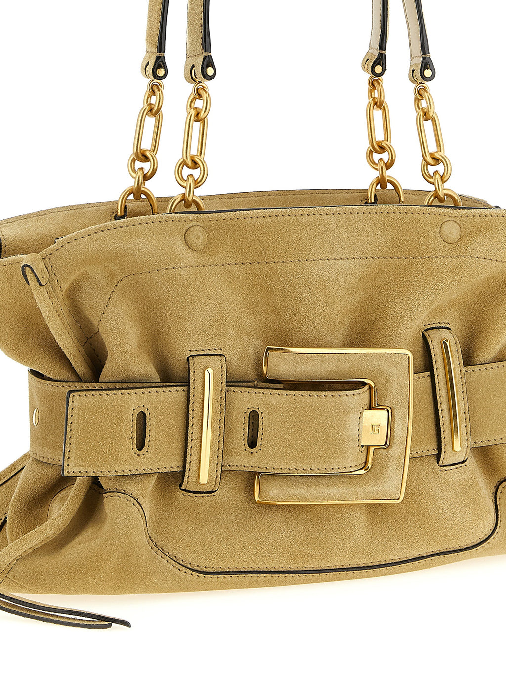 Sac porté épaule en daim beige
