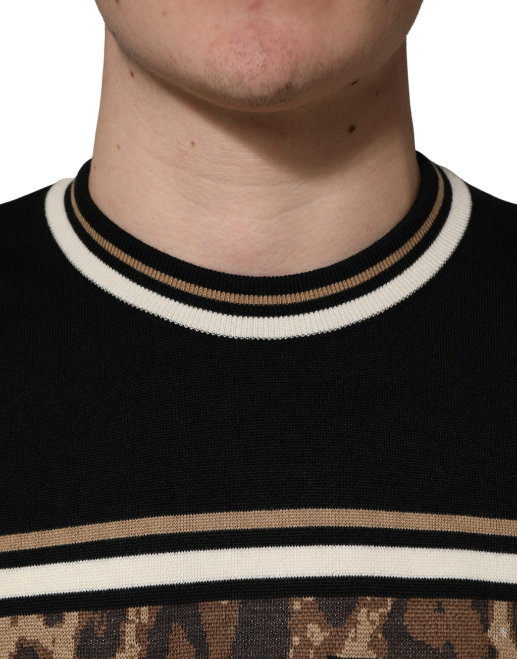 Leopard Virgin Wool Sweater – Black