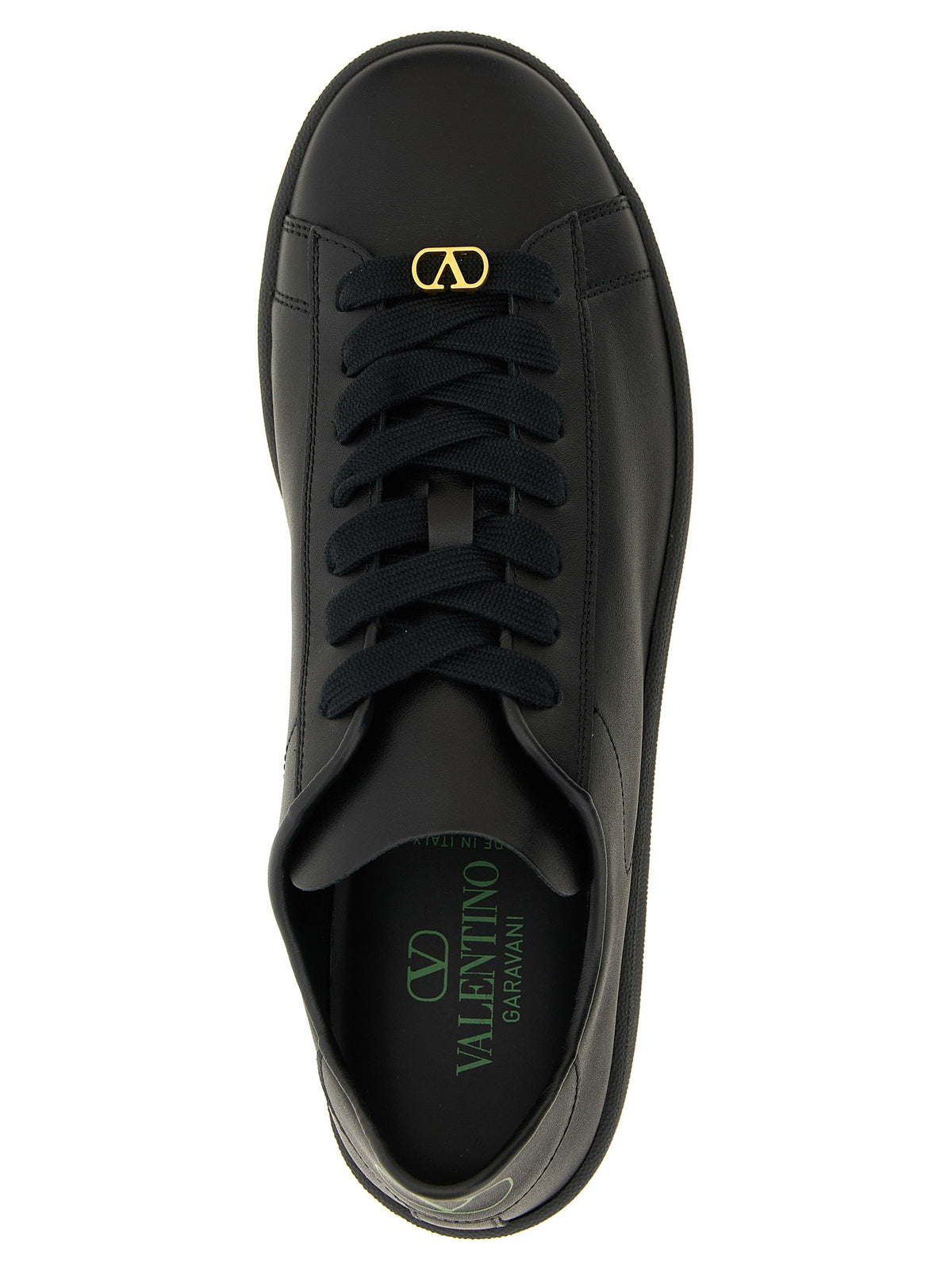 Baskets basses en cuir de veau noir