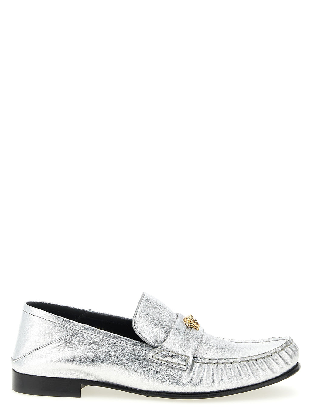 Silver Leather Loafers