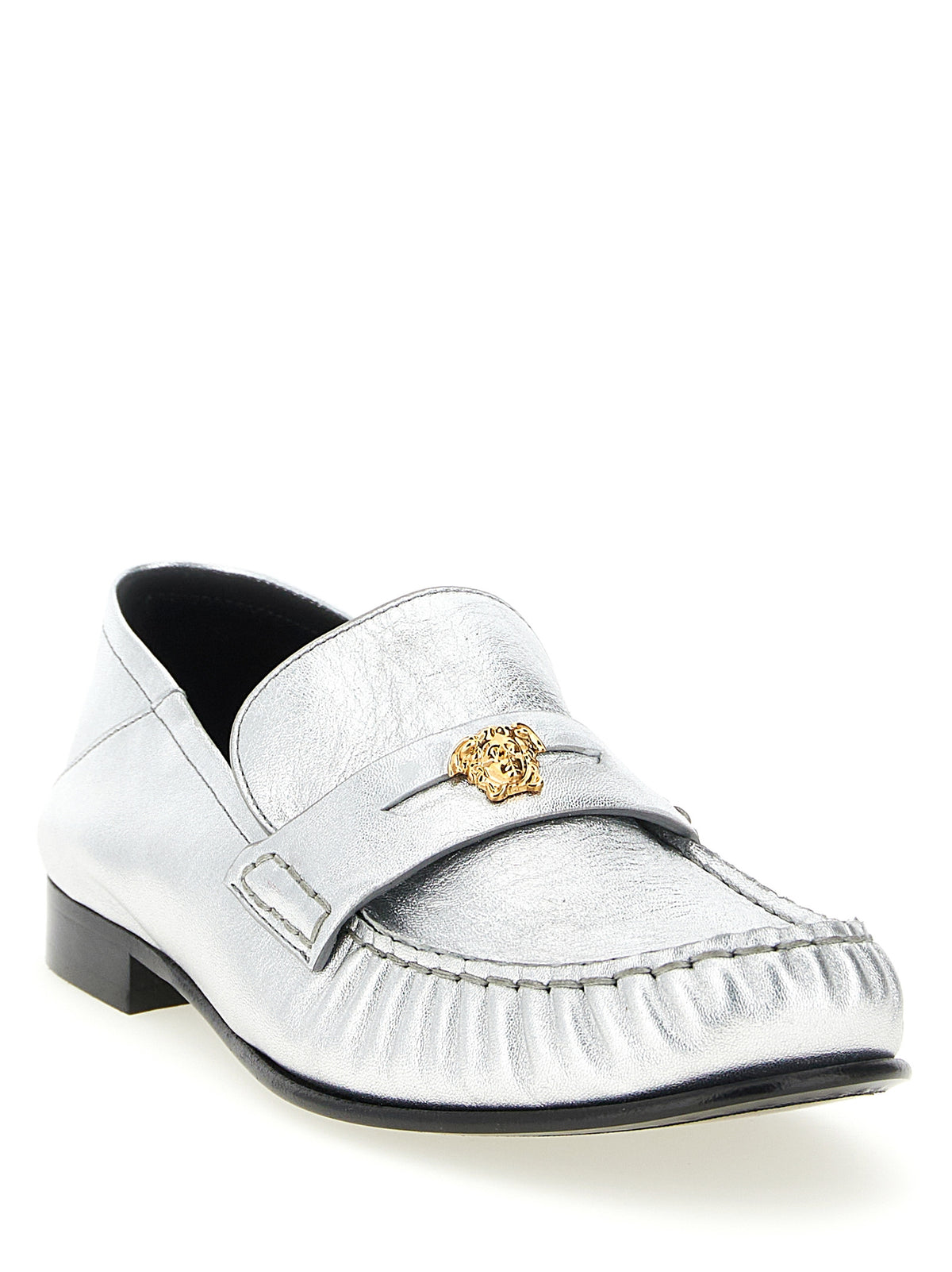 Silver Leather Loafers