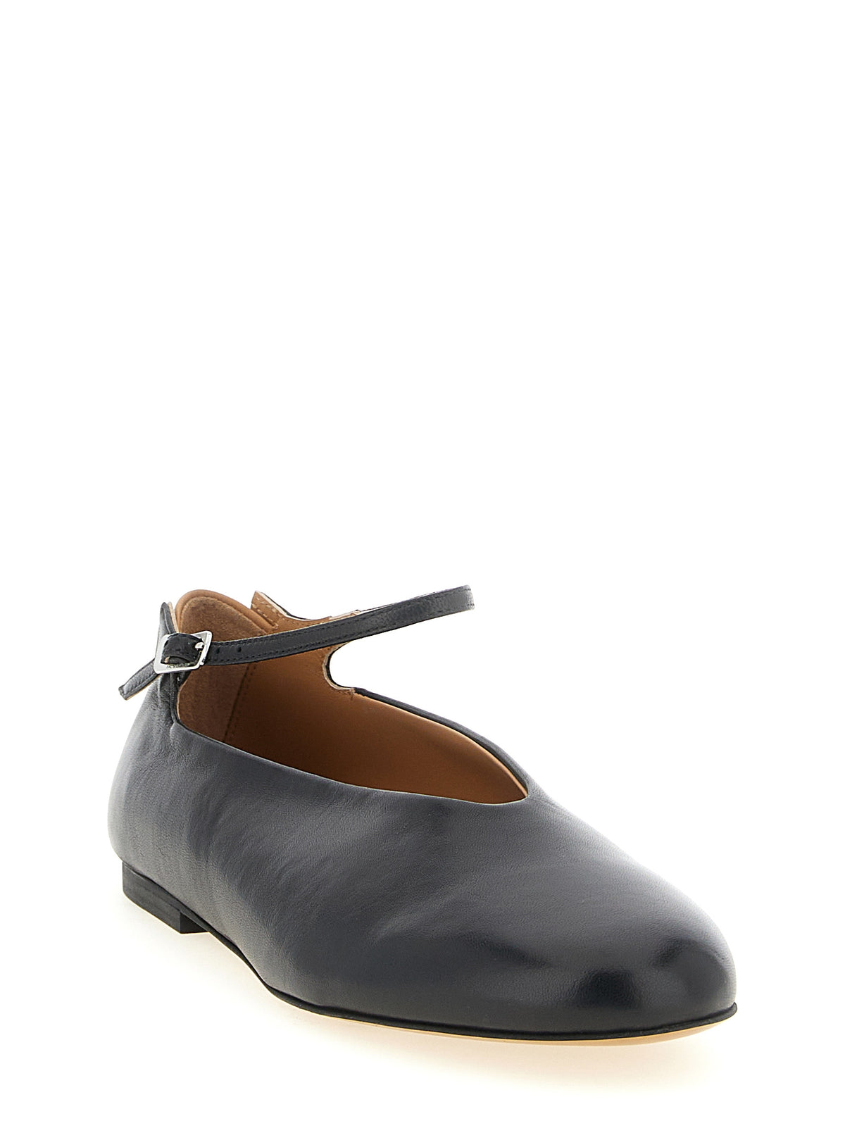 Black Leather Ballet Flats
