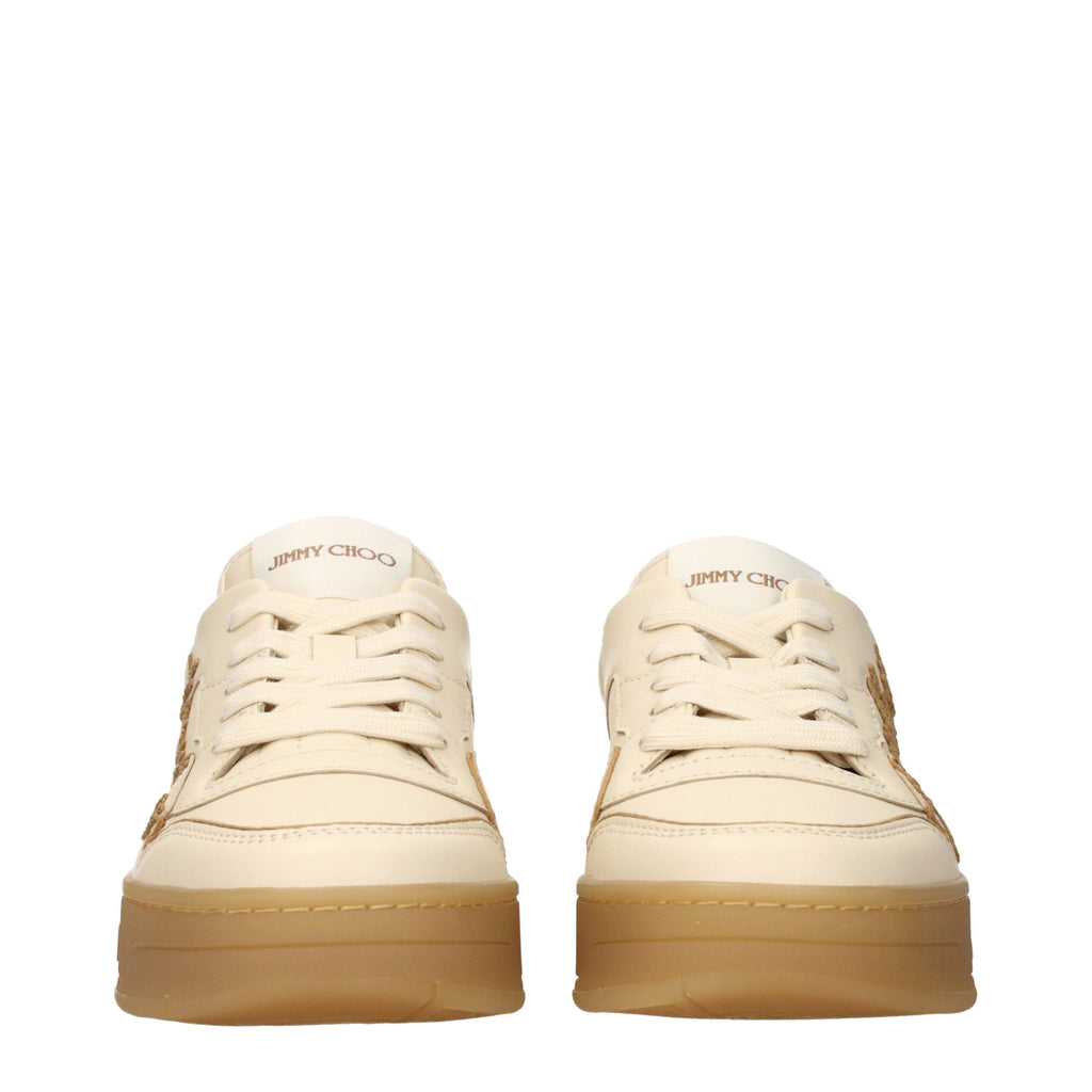 Beige Leather Sneakers