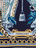 Foulard en soie à gancini – Bleu