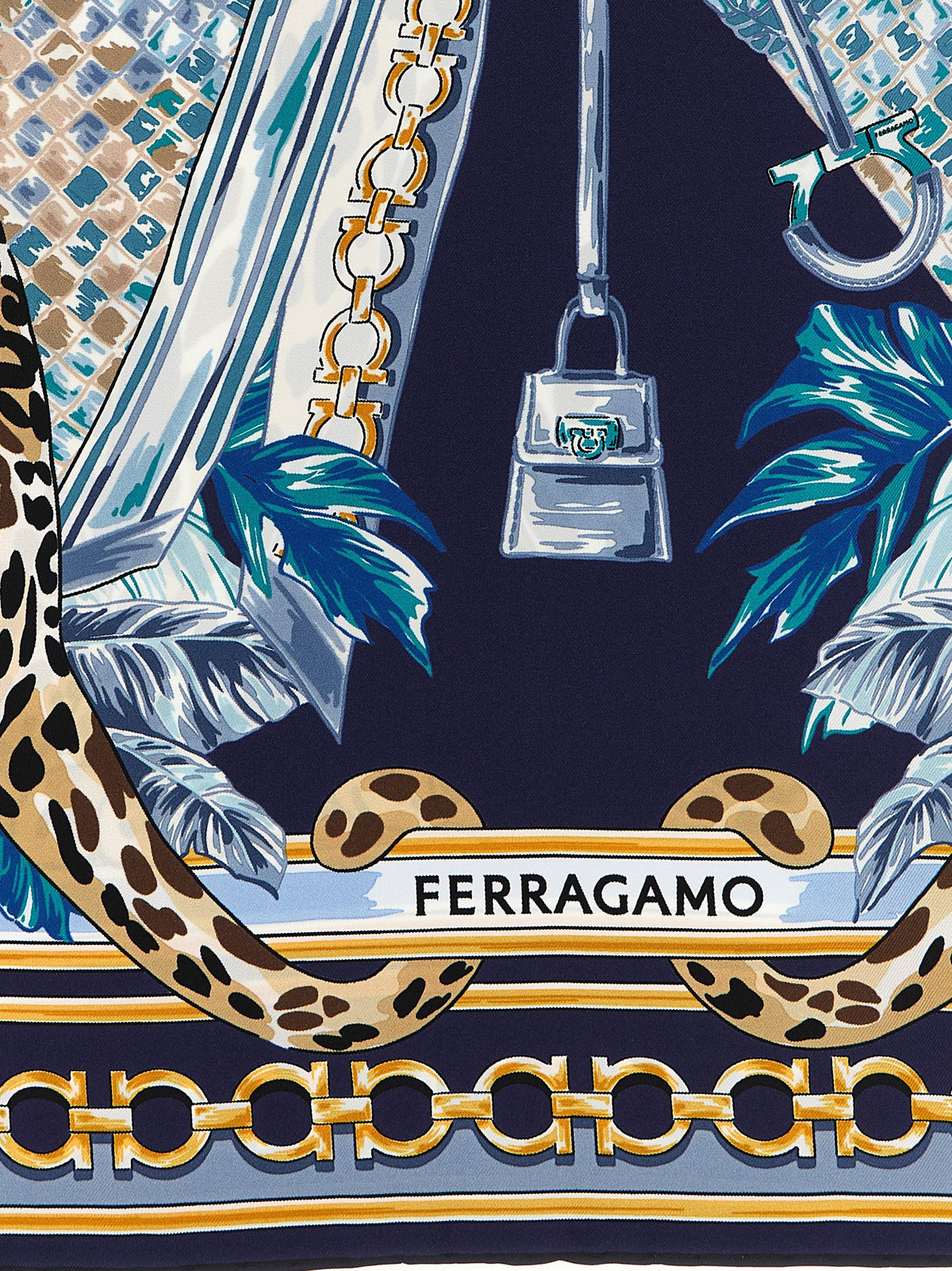 Foulard en soie à gancini – Bleu