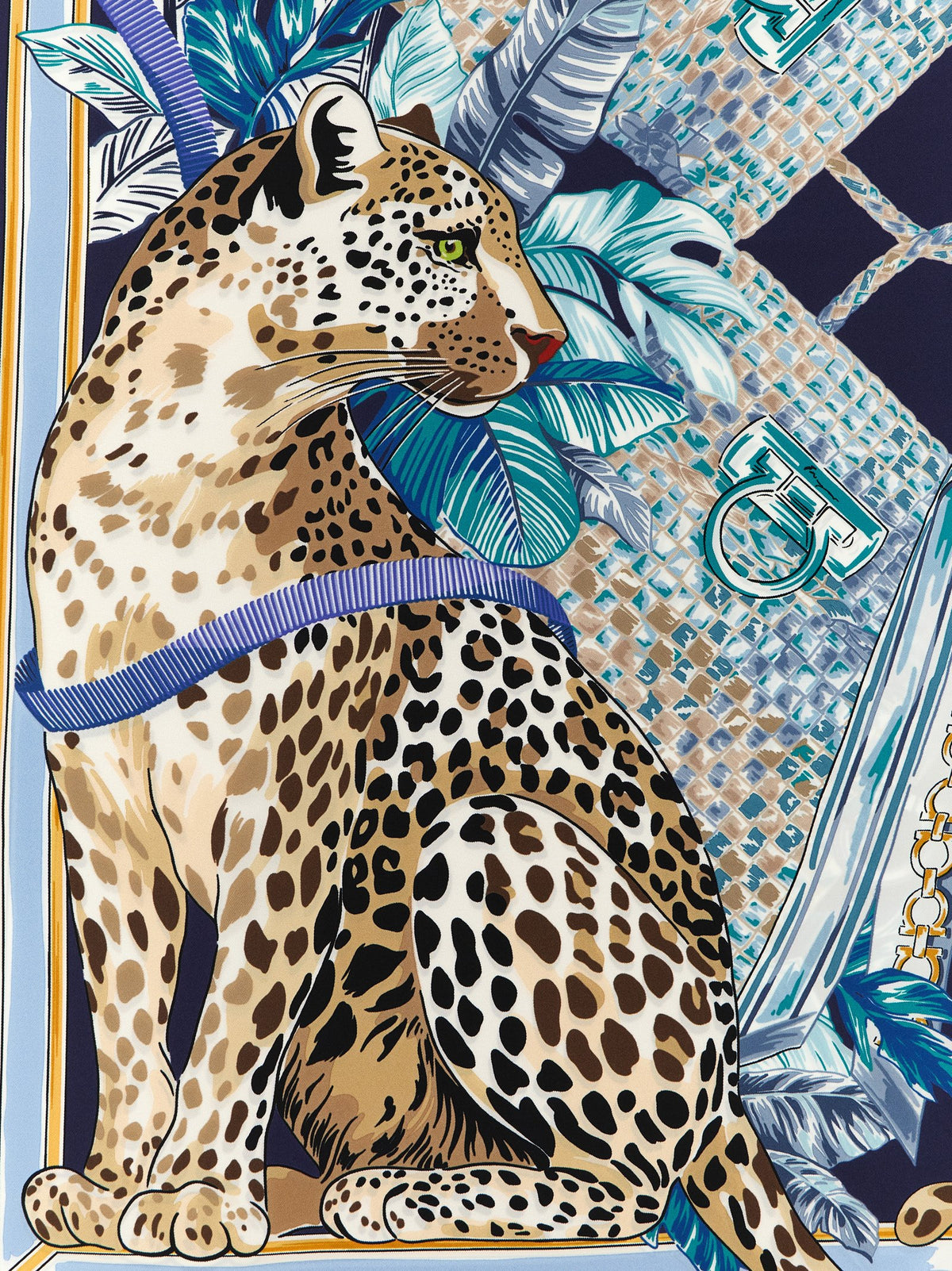 Foulard en soie à gancini – Bleu