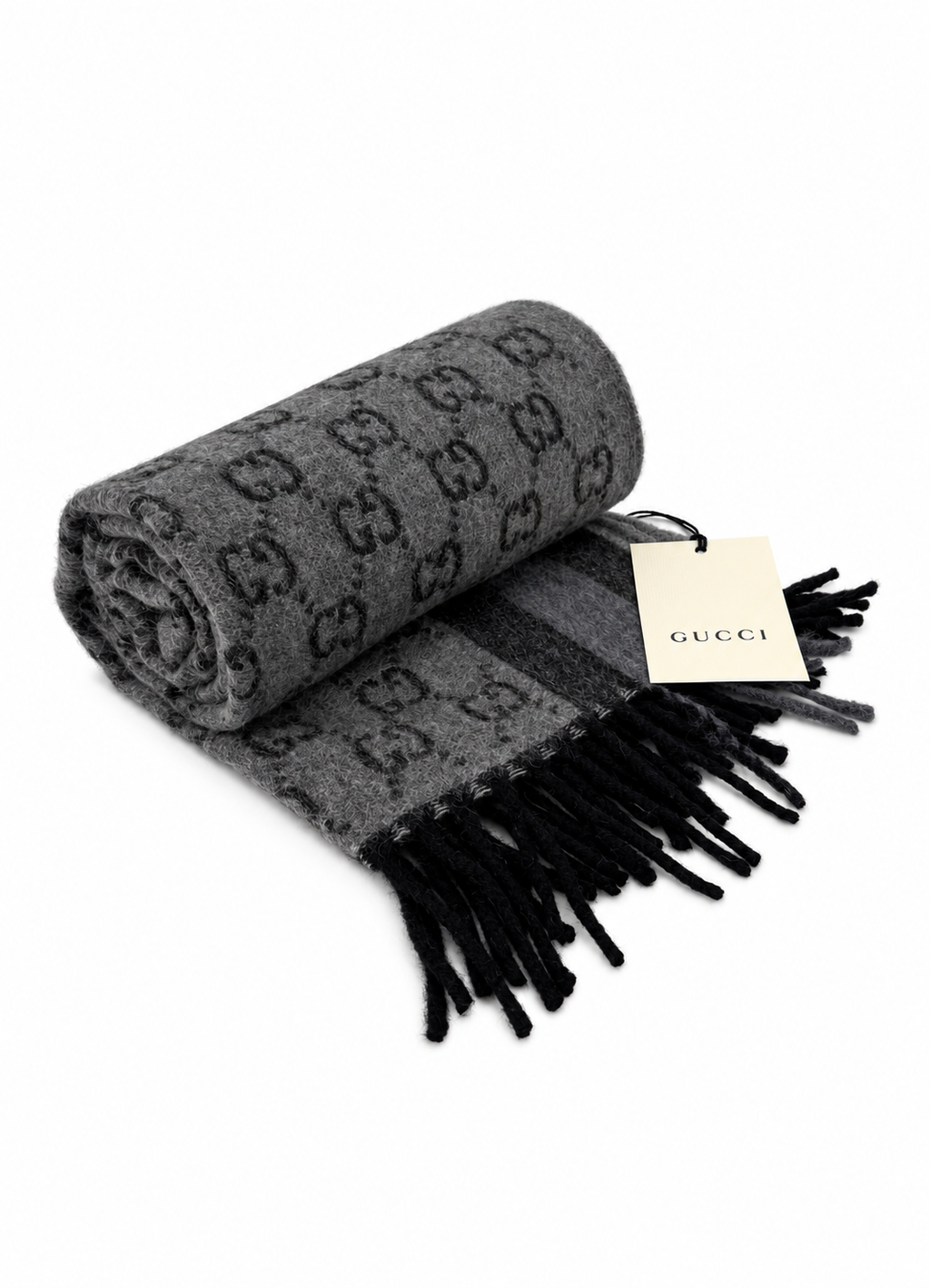 Écharpe GG en cachemire – Gris et noir