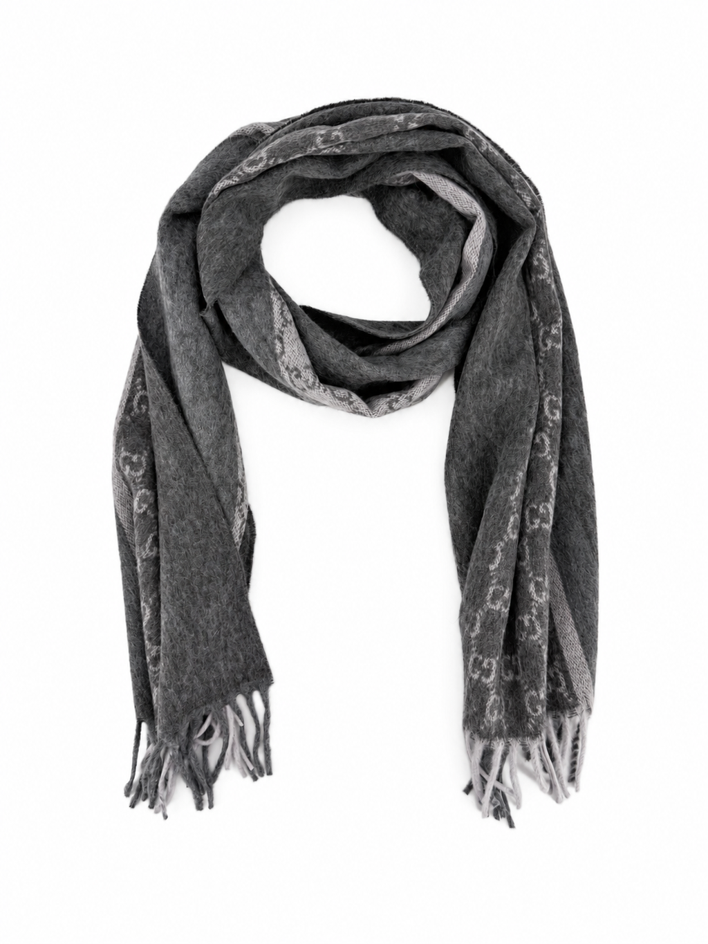 GG Cashmere Scarf – Charcoal