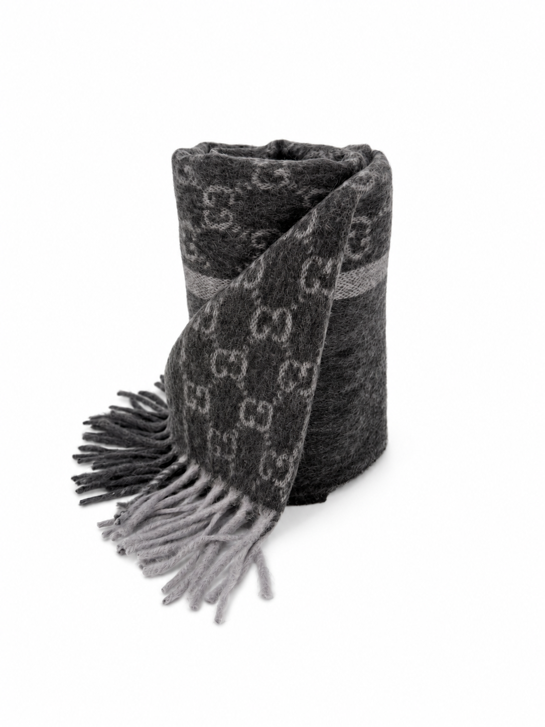 GG Cashmere Scarf – Charcoal