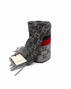 GG Cashmere Scarf – Grey & Red