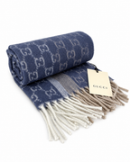 GG Cashmere Scarf – Blue & Beige