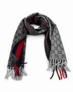 Écharpe GG en cachemire – Gris anthracite et bleu marine