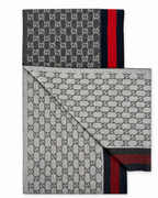 Écharpe GG en cachemire – Gris anthracite et bleu marine