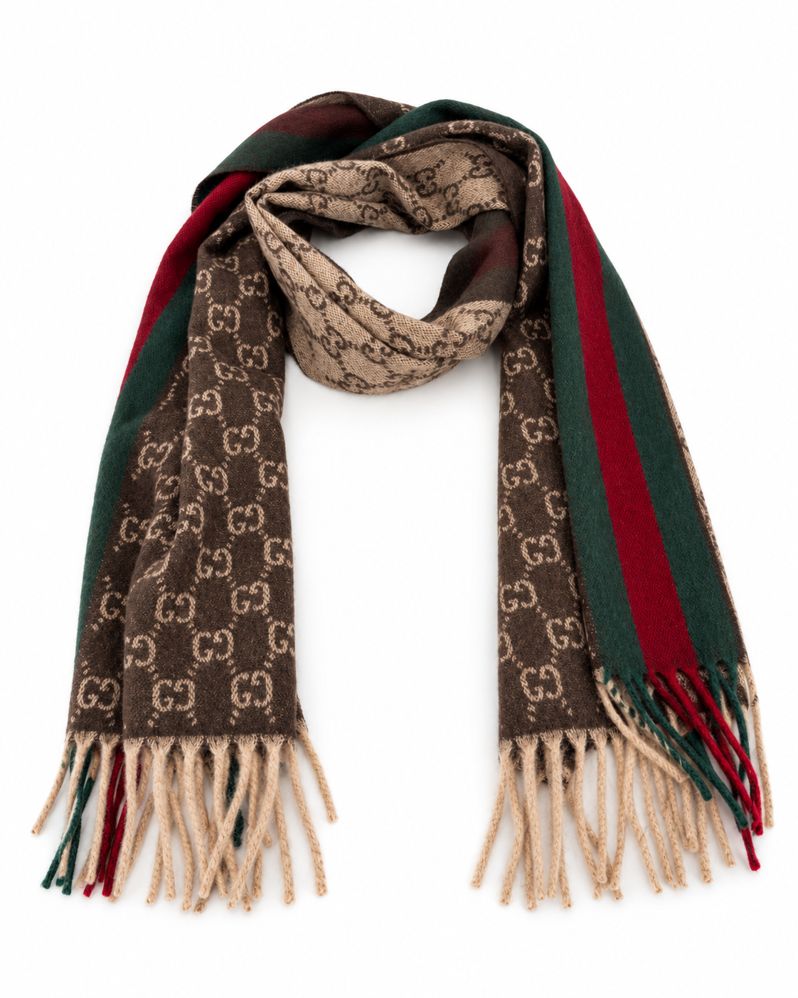 GG Cashmere Scarf – Brown & Beige
