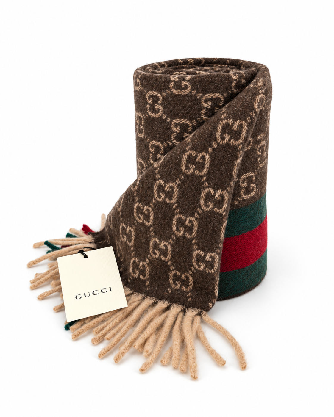 GG Cashmere Scarf – Brown & Beige