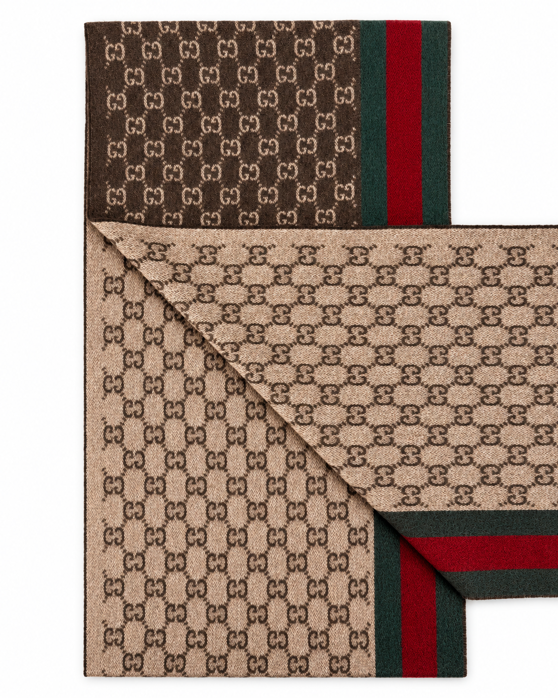 GG Cashmere Scarf – Brown & Beige