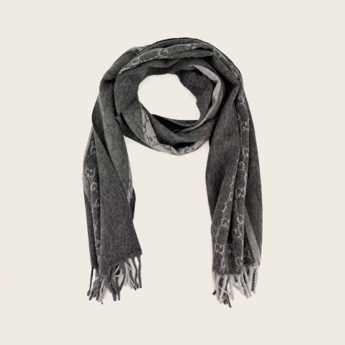 GG Cashmere Scarf – Charcoal