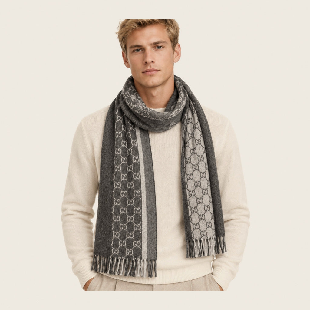 GG Cashmere Scarf – Charcoal