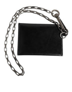Chain Leather Card Holder – Black