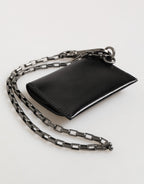 Chain Leather Card Holder – Black