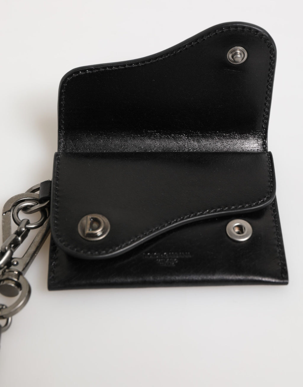 Chain Leather Card Holder – Black