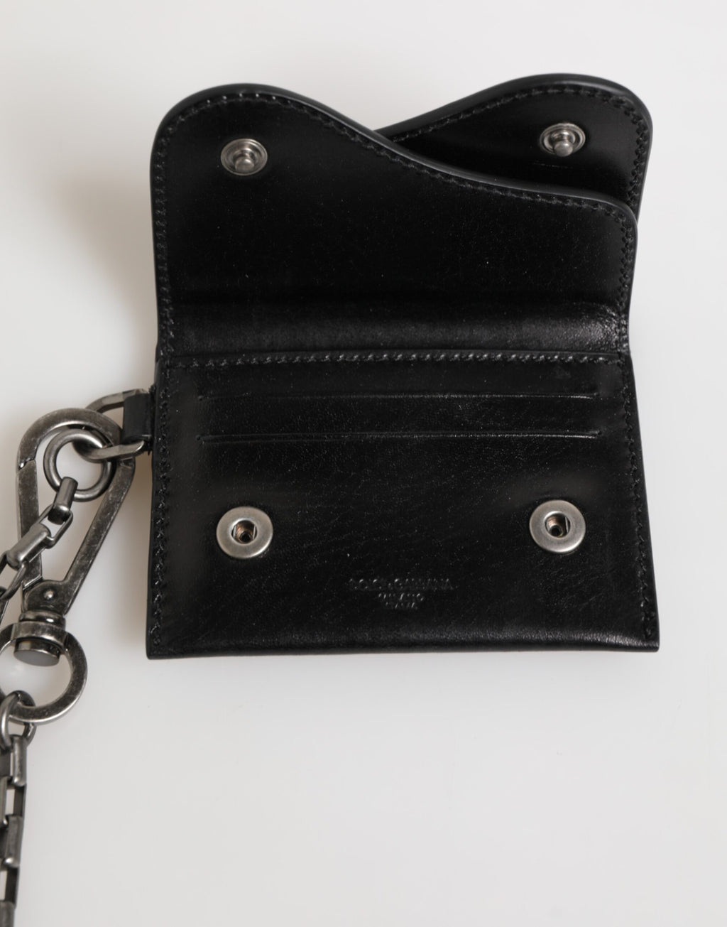 Chain Leather Card Holder – Black
