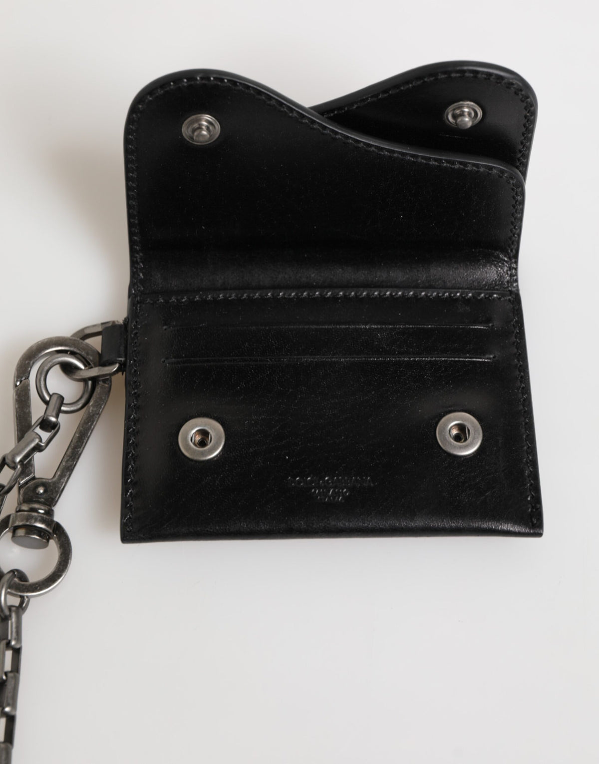 Chain Leather Card Holder – Black