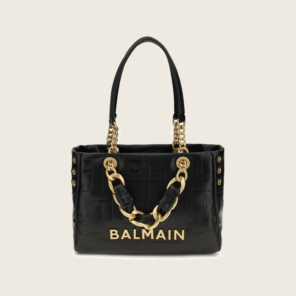 Cabas Leather Shoulder Bag – Black