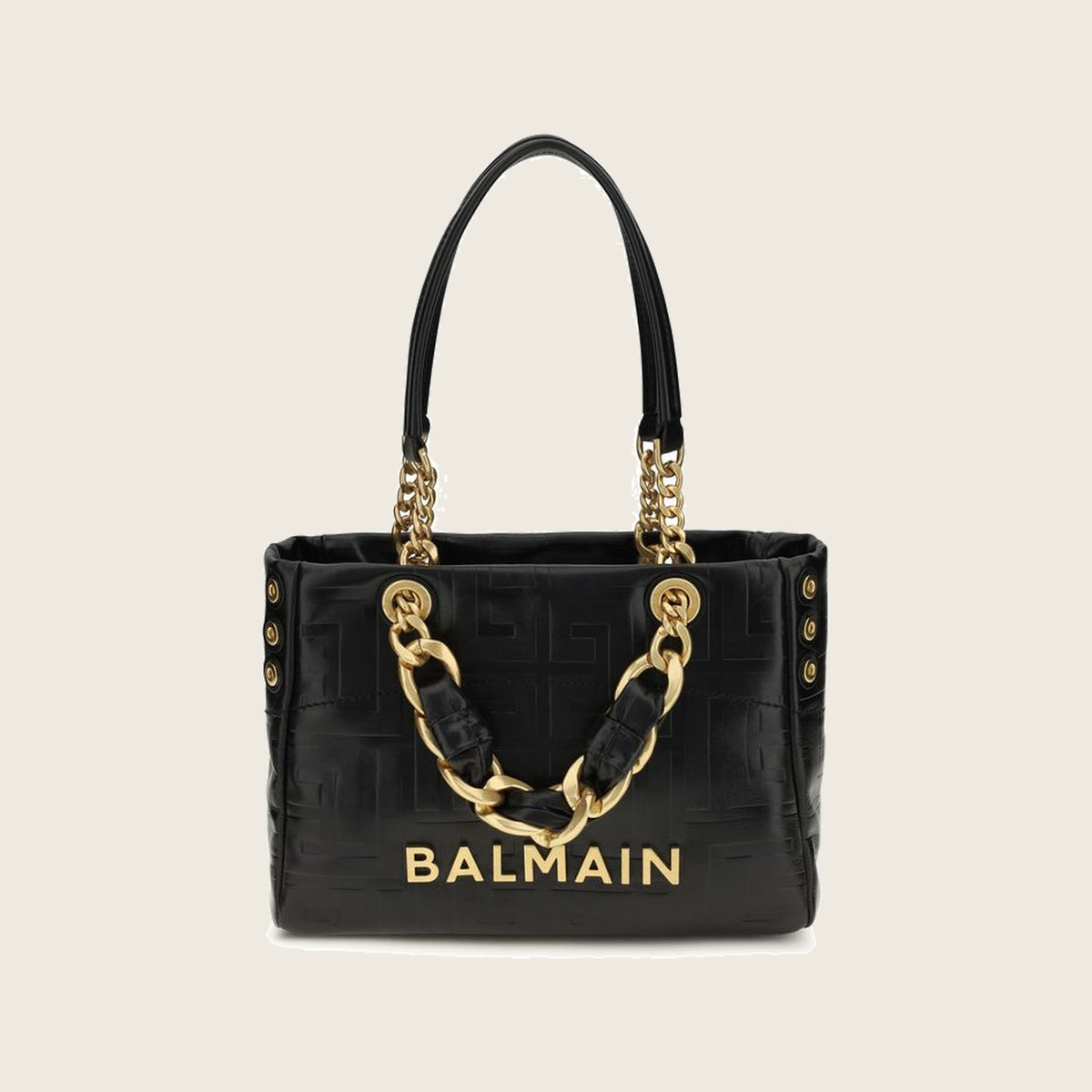 Cabas Leather Shoulder Bag – Black