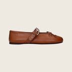 Leather Ballet Flats – Brown