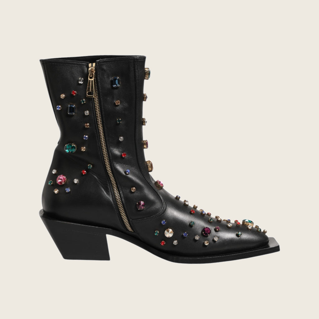 Crystal Ankle Boots – Black